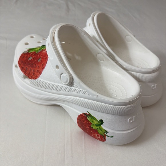 Crocs Bae Fresh Fruits Strawberries Platform White Clogs Wm's NWT DISC womens 11 - Picture 15 of 16